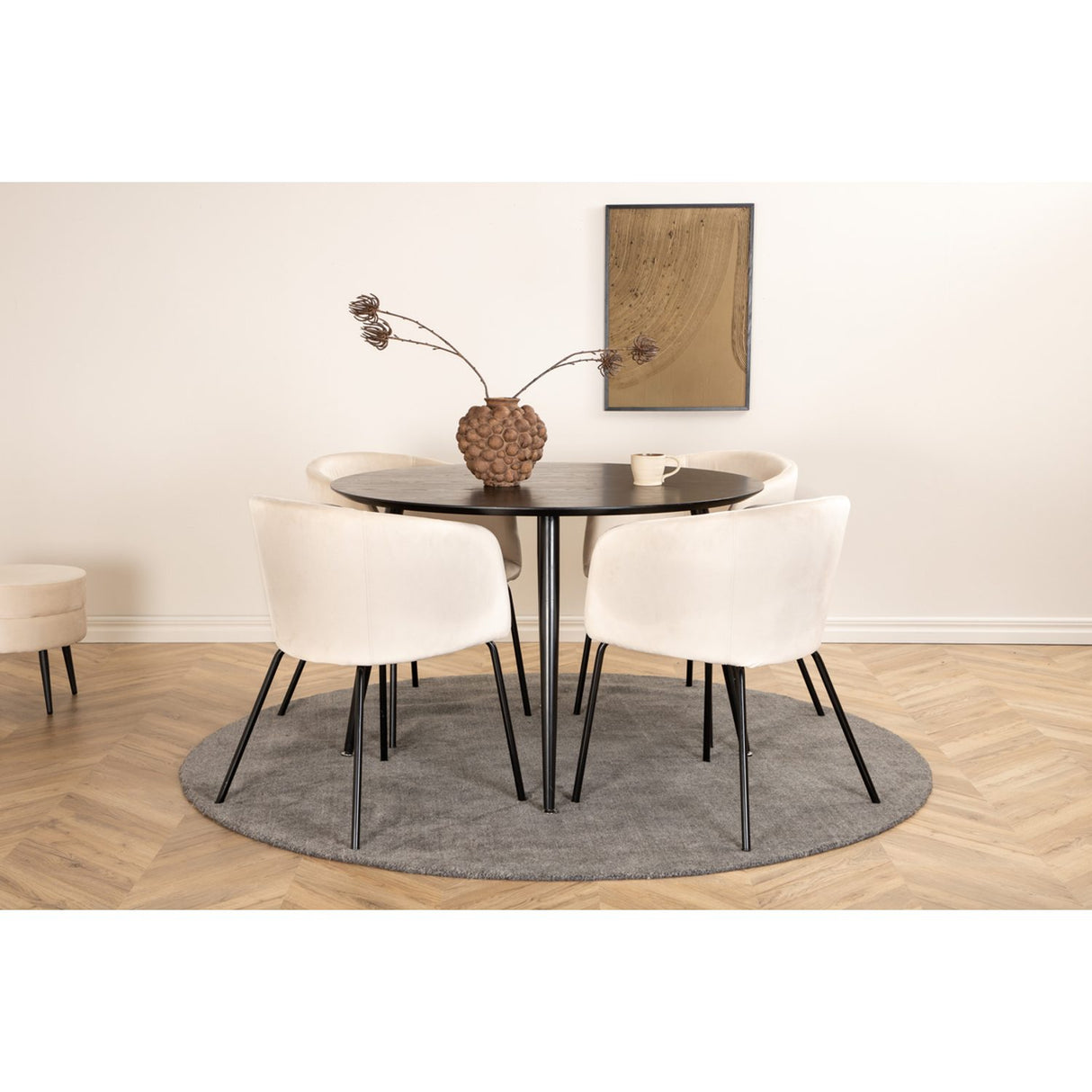 Dipp, Berit Rund matgrupp Beige, Svart, Svart, ⌀115