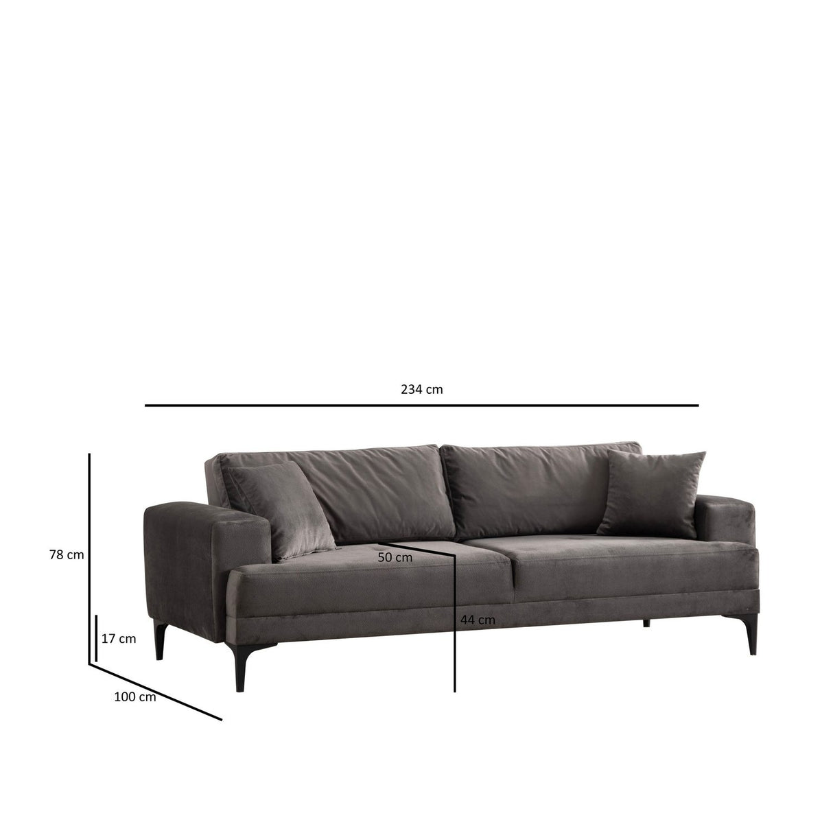Harare 3-sits (234 x 100 x 78 cm) 3-sitssoffa Antracit
