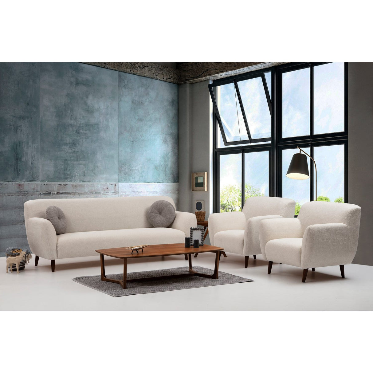Uppsala (220 x 87 cm) Beige 3-sitssoffa