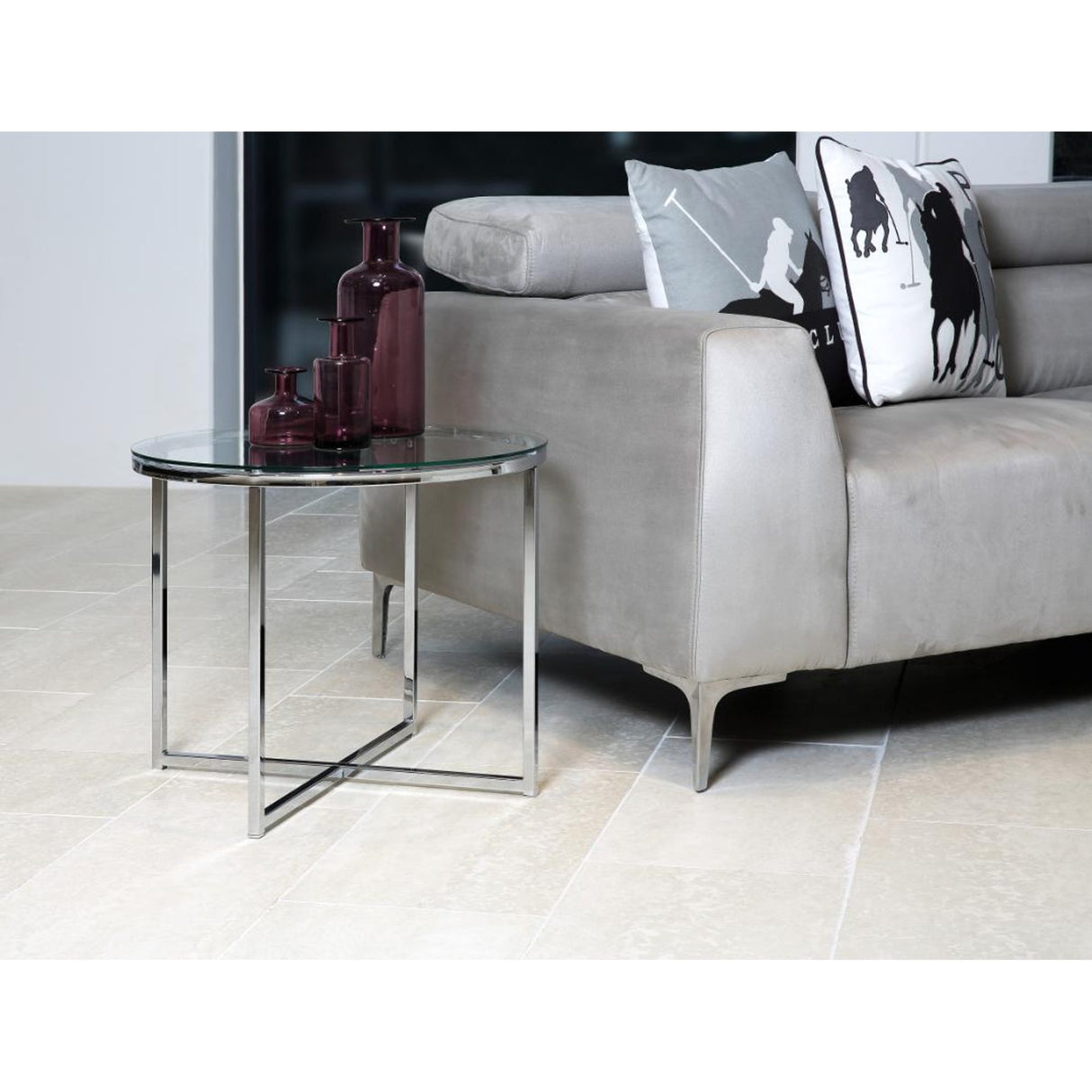 Cross Sidobord Rund 55 cm Krom