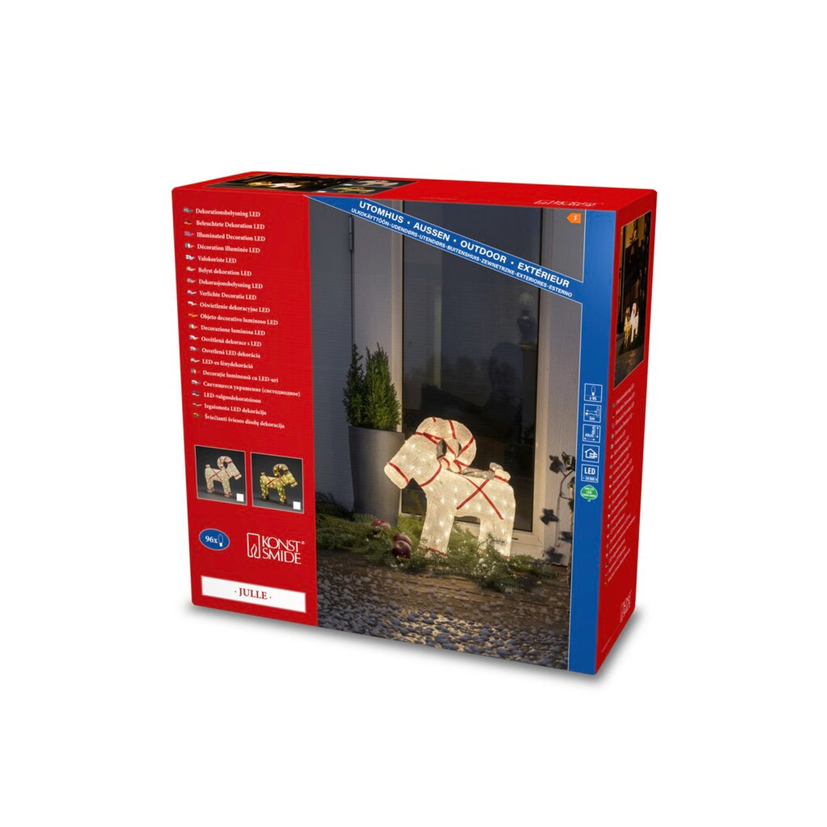 Julbock akryl 48cm LED Ljusdekoration Ute Transparent