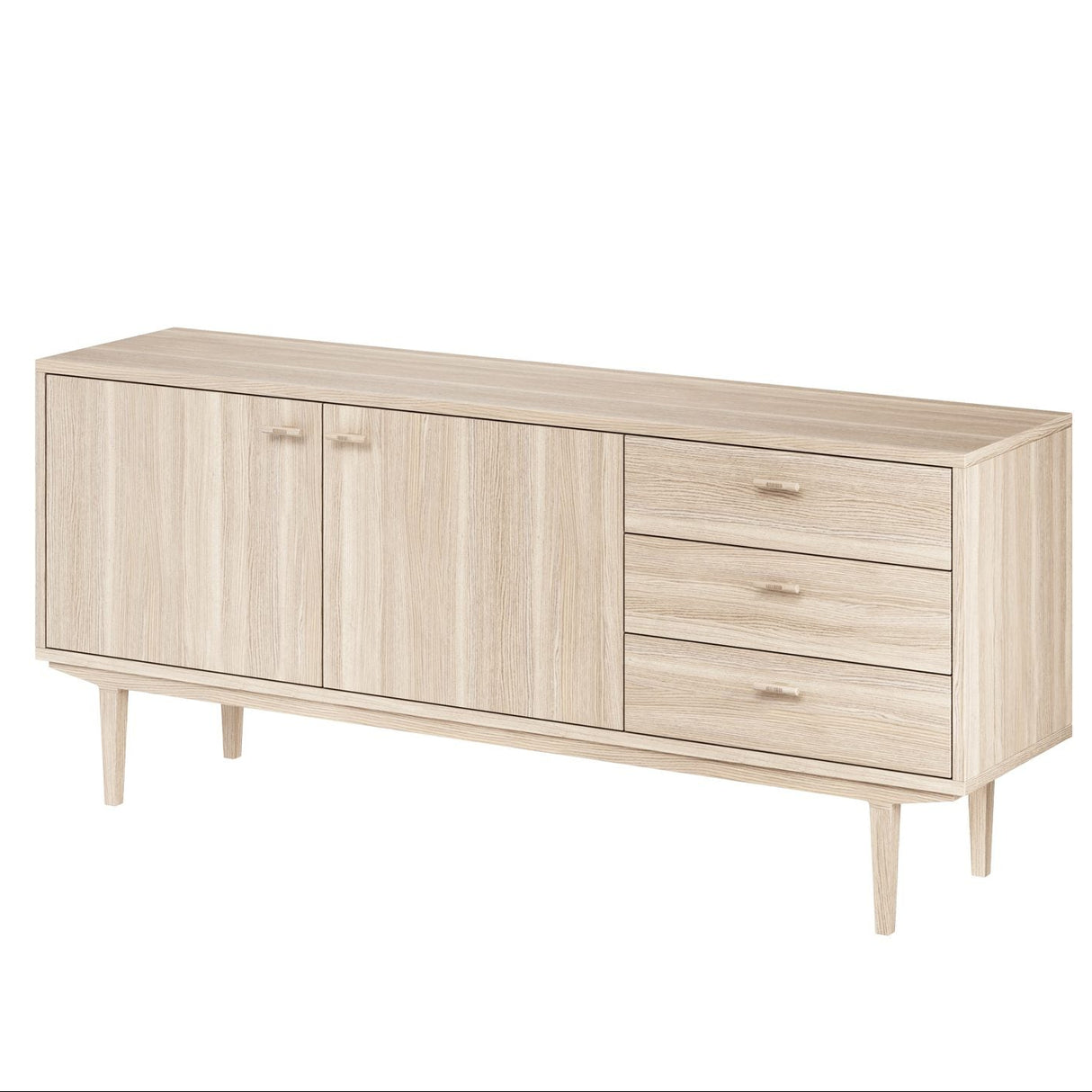 Sideboard Nr.420 2st Trädörrar 3st Lådor 186x80 cm Vitoljad Ek