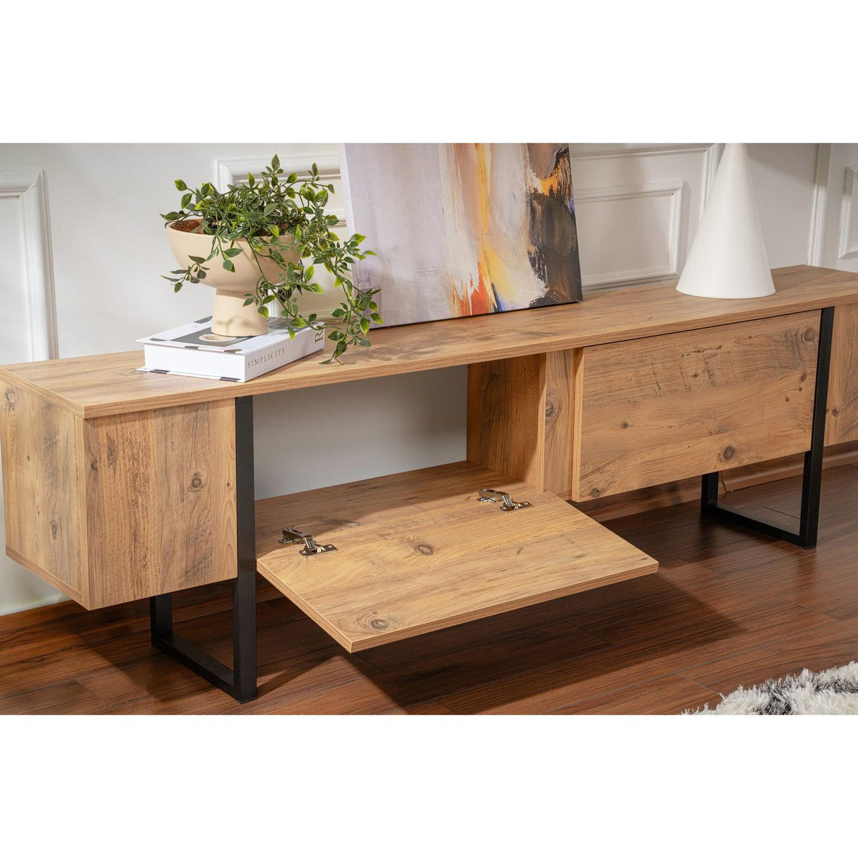 Ulaanbaatar (180 x 50 x 30 cm) TV-bänk Atlantisk furu svart