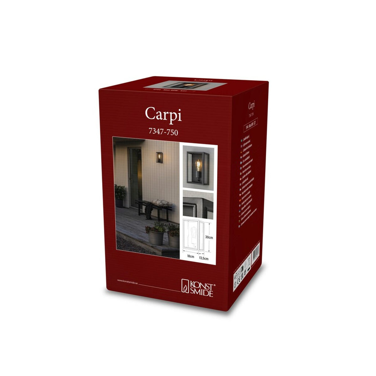 Carpi E27 Vägglampa Ute Svart/Klar, Medium (18 cm)