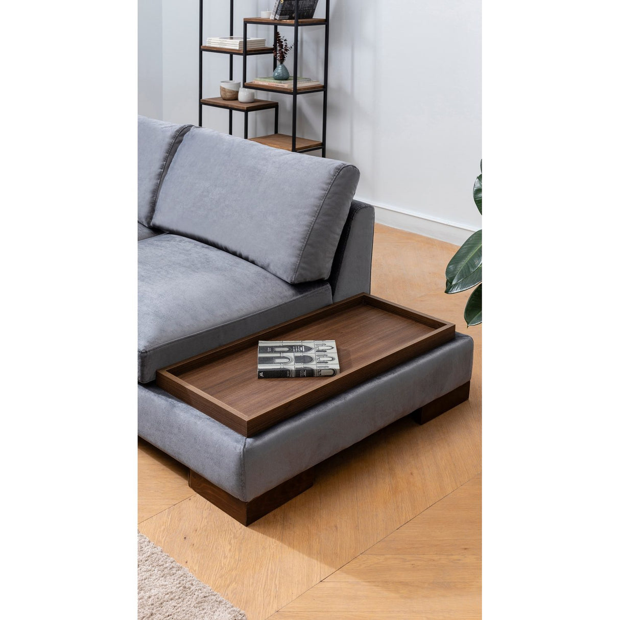 Kigali Hörn med puff (193 x 97 x 80 cm) Hörnsoffa Mörkgrå