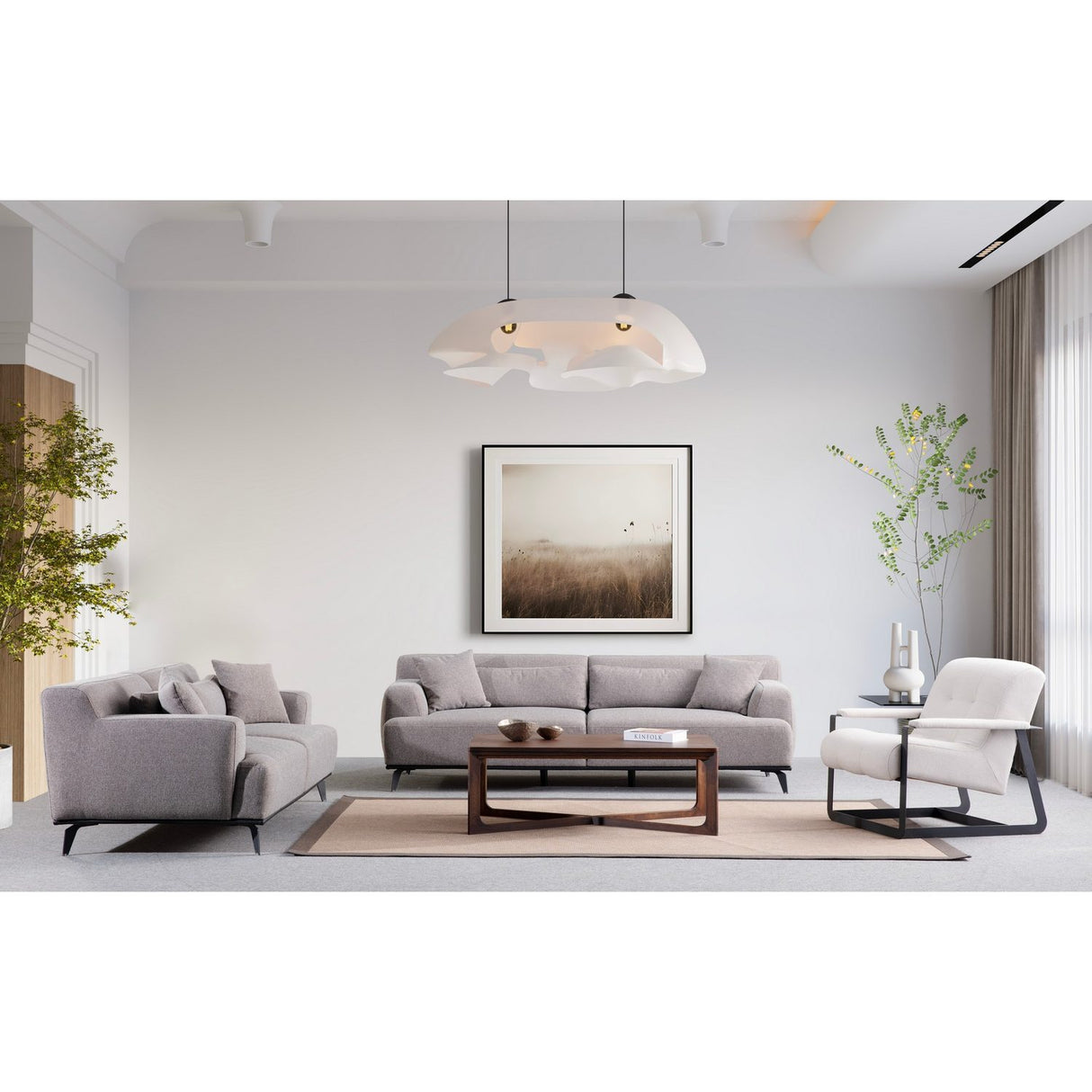 Kigali 2 (200 x 100 x 75 cm) brungrå 2-sitssoffa