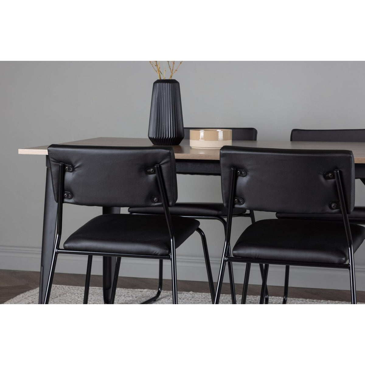 Tempe, Kenth Rektangulär matgrupp Svart, Valnöt, 140 x 80
