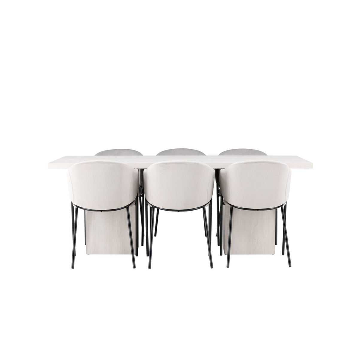 Olga, Evelina Rektangulär matgrupp Svart,Grå, Vit, 200 x 90