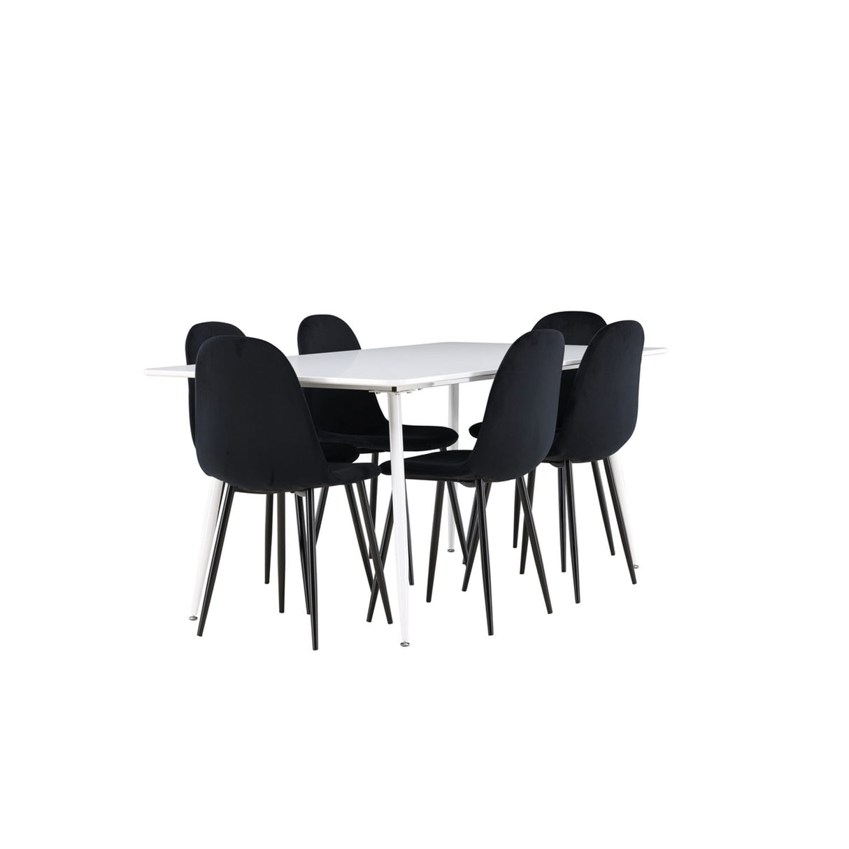 Silar, Polar Rektangulär matgrupp Svart, Vit, 180 x 90
