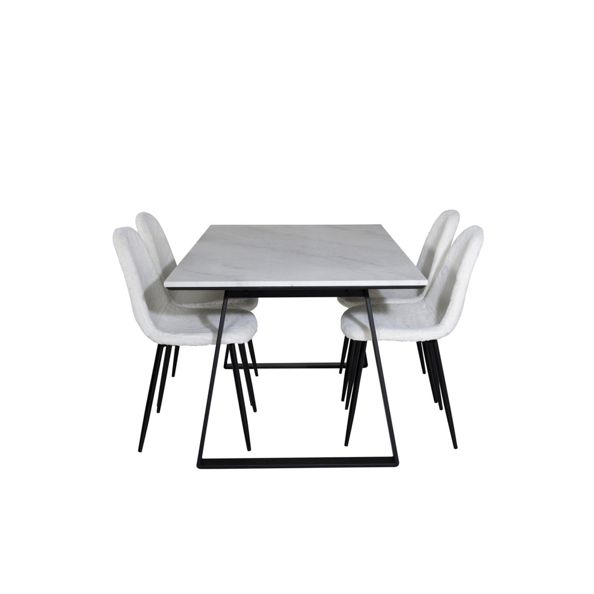 Estelle, Polar Rektangulär matgrupp Svart, vit, Svart, vit, 140 x 90