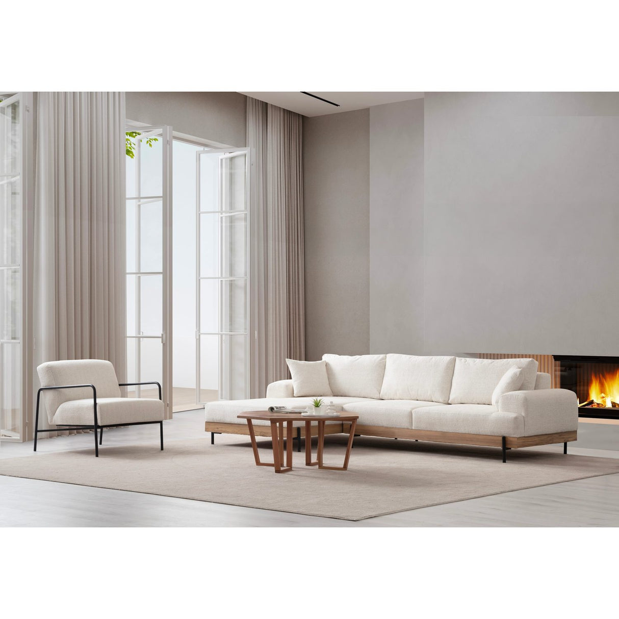 Addis Abeba Oak (170-280 x 98 x 78 cm) Hörnsoffa Vit, Vänster