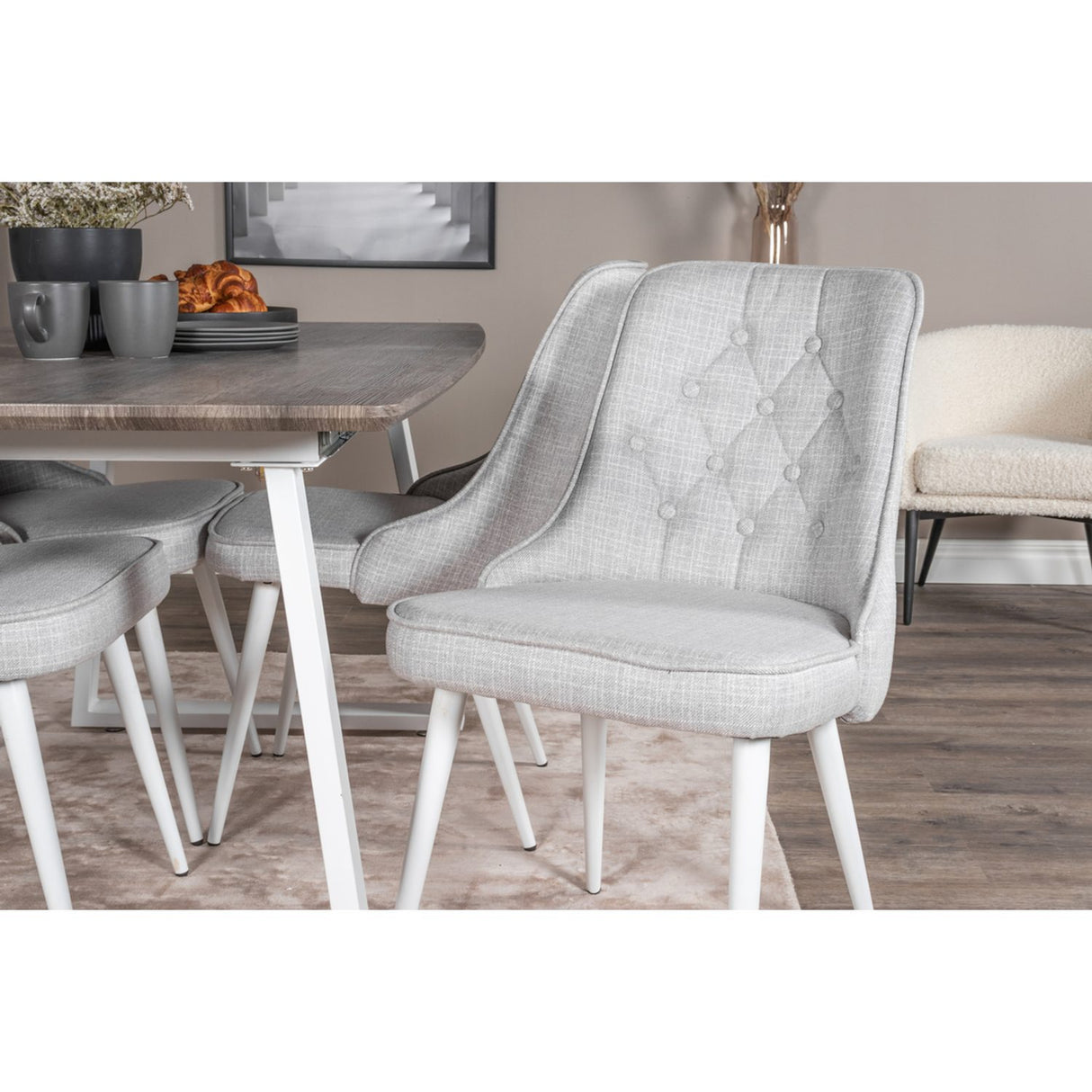 Inca, Velvet Deluxe Rektangulär matgrupp Vit, Grå,Vit, 160 x 85
