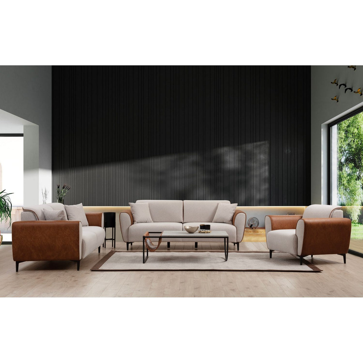 Minsk (215 x 85 cm) 3-sits bäddsoffa Beige kanel