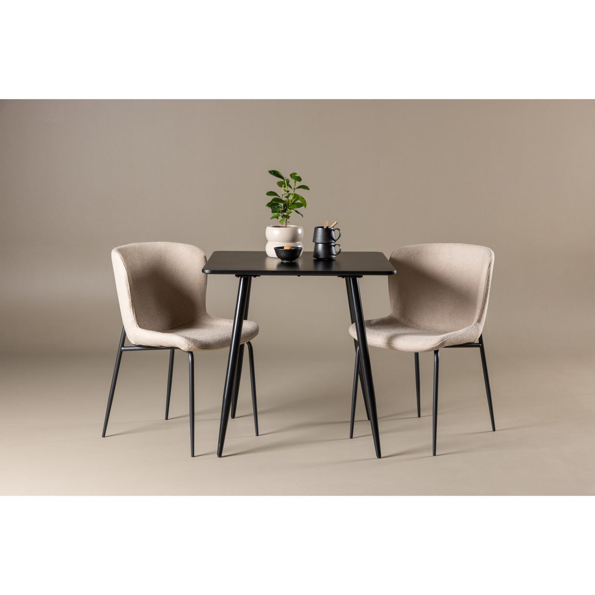 Polar, Modesto Rektangulär matgrupp Beige, svart, Svart, 75 x 75
