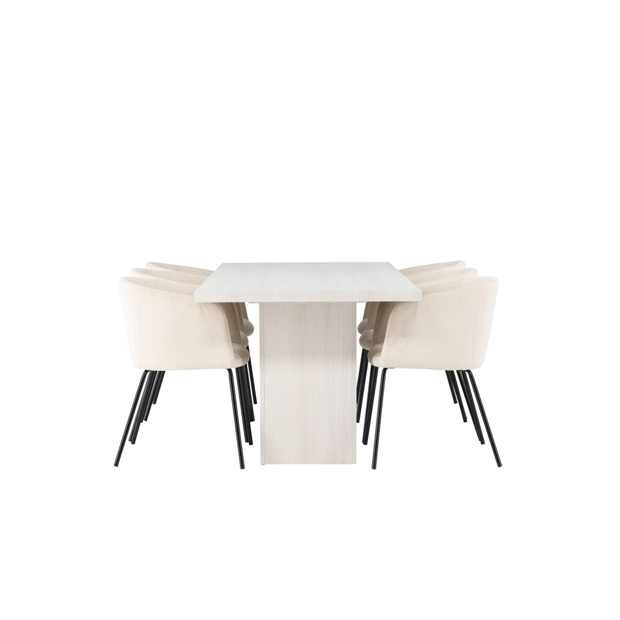 Olga, Berit Rektangulär matgrupp Beige,Svart, Vit, 200 x 90