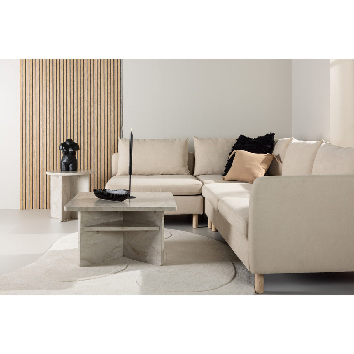 Noll 3-sitssoffa Beige, Hörnsoffgrupp