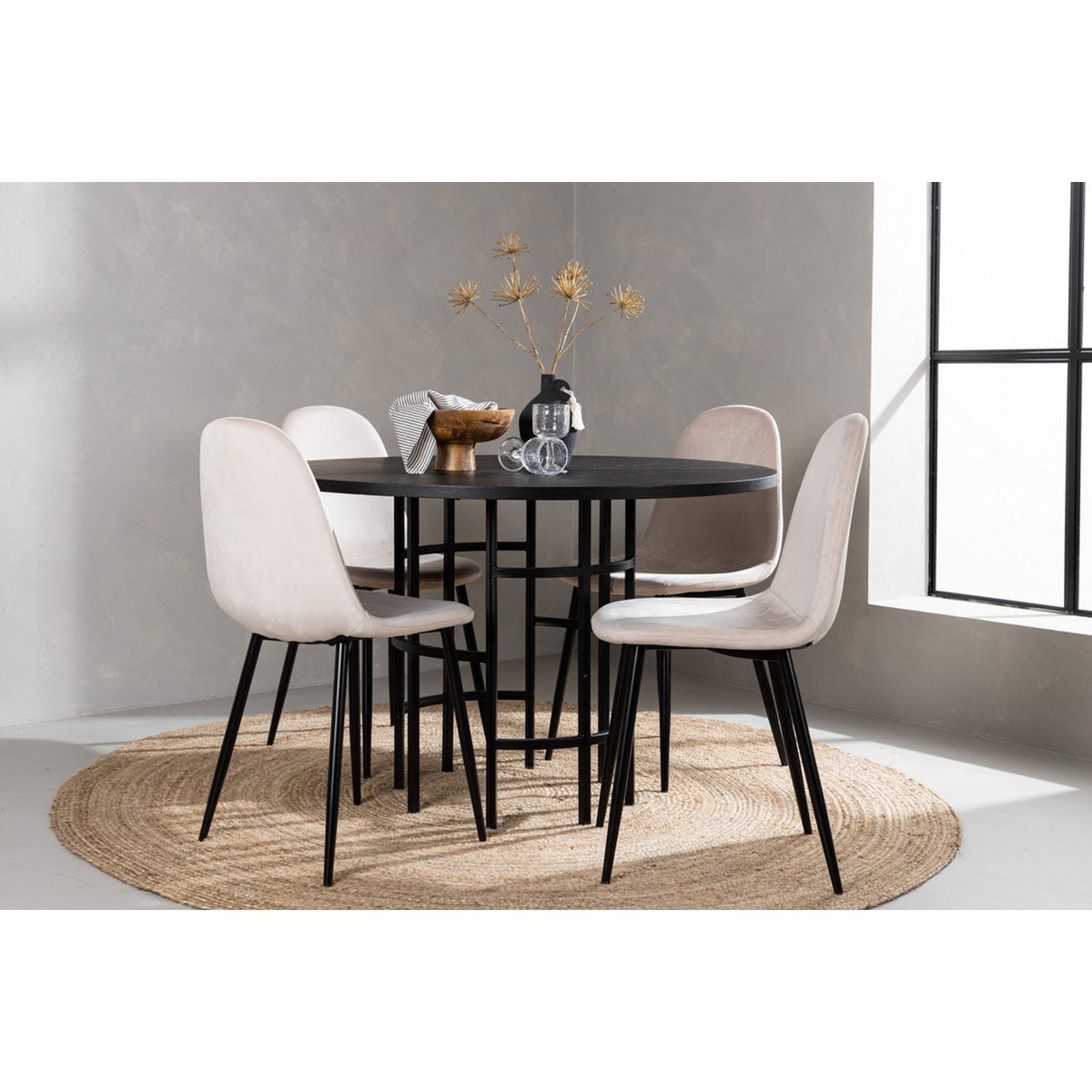 Copenhagen, Polar Rund matgrupp Beige, Svart, Svart, ⌀115