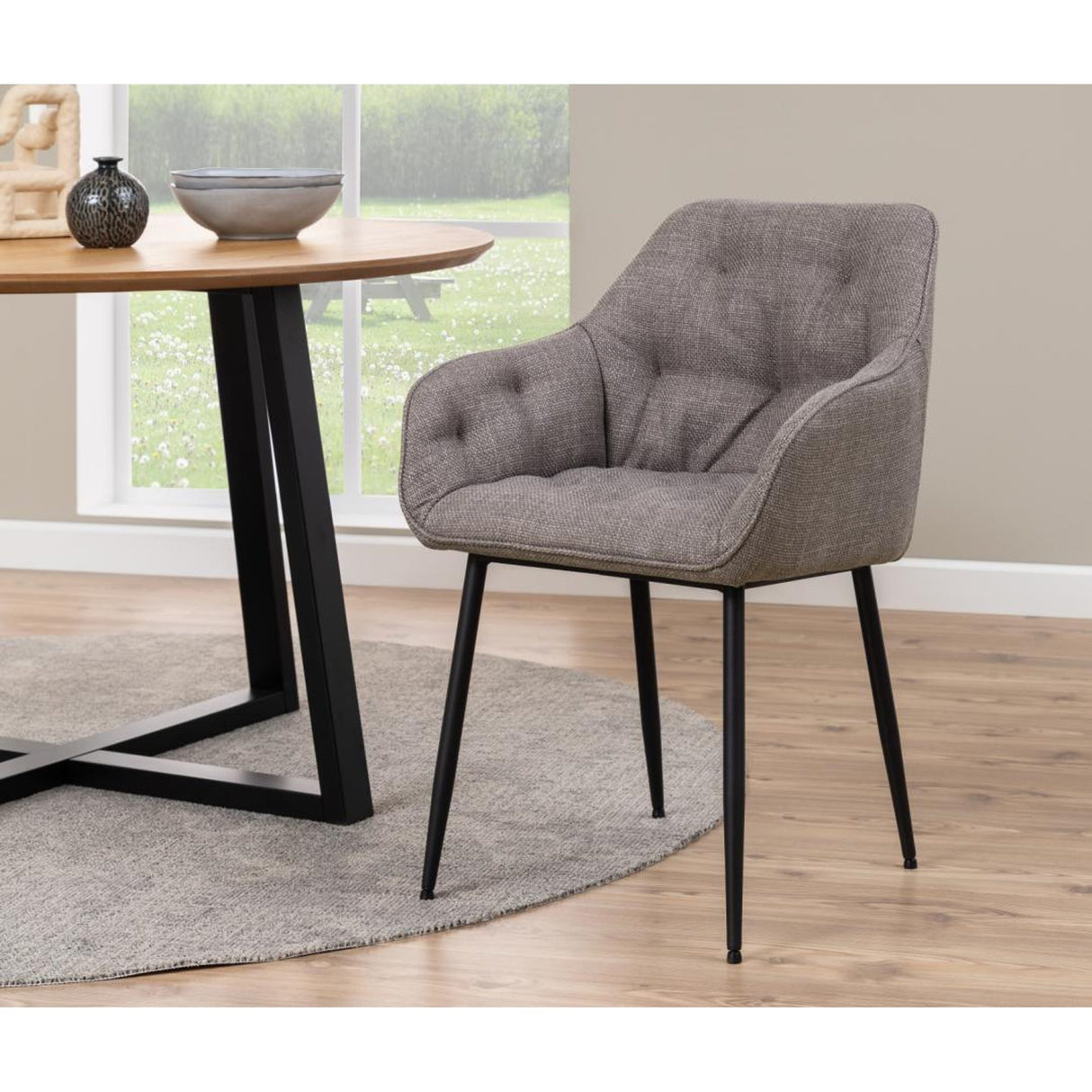 Toulon Karmstol Basel tyg Ljusgrå-Brun