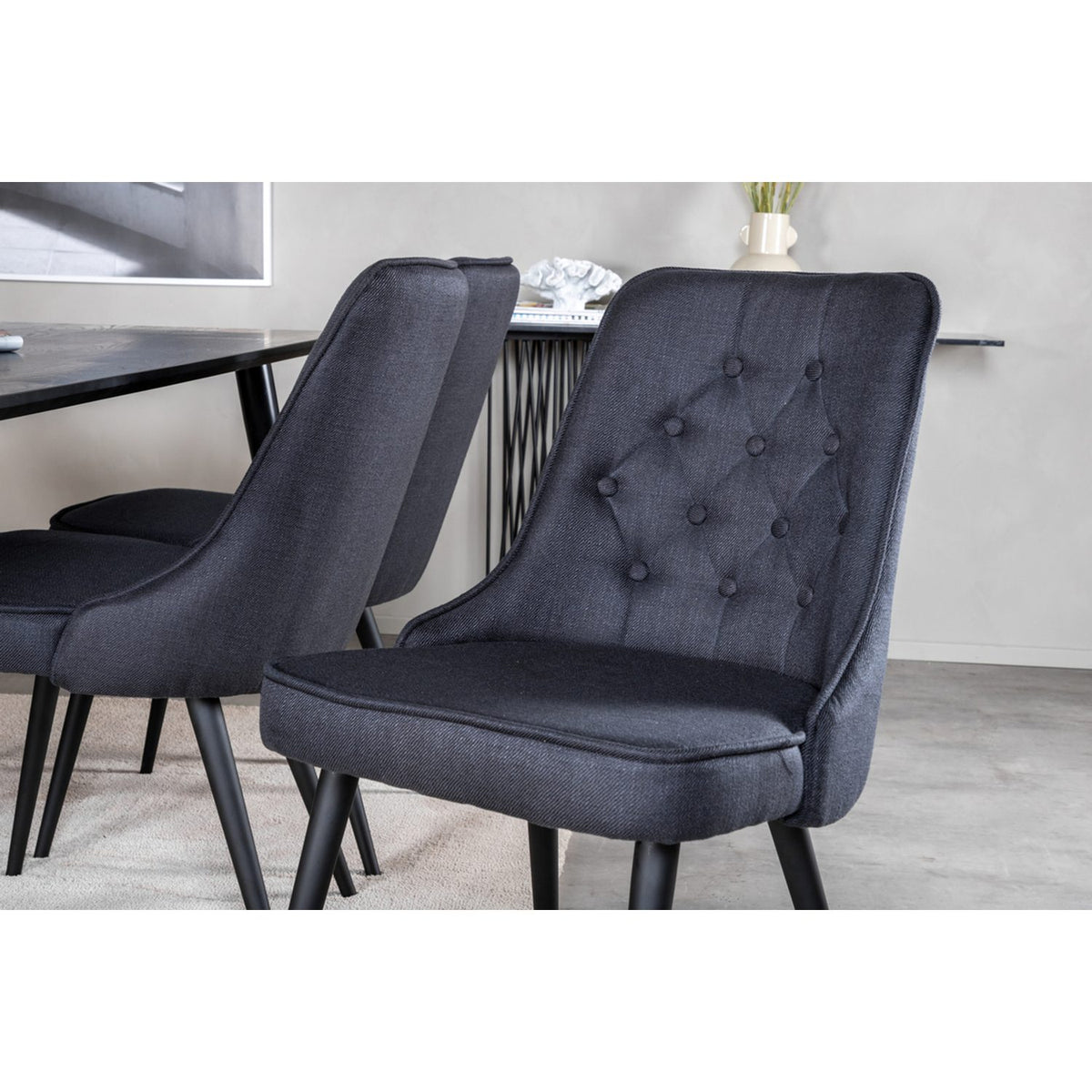 Dipp, Velvet Deluxe Rektangulär matgrupp Svart, Svart, 180 x 90