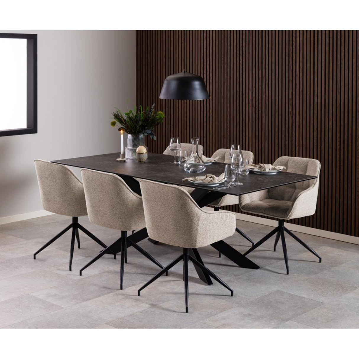 Toulon Karmstol Snurr Monza tyg Beige