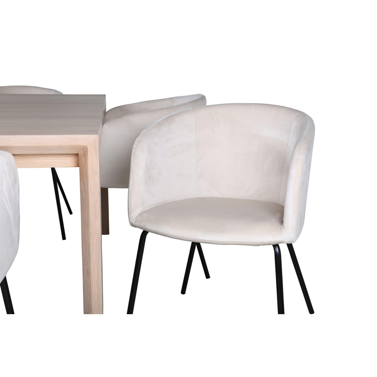 Slider, Berit Rektangulär matgrupp Beige,Svart, Vitlaserad, 170 x 95