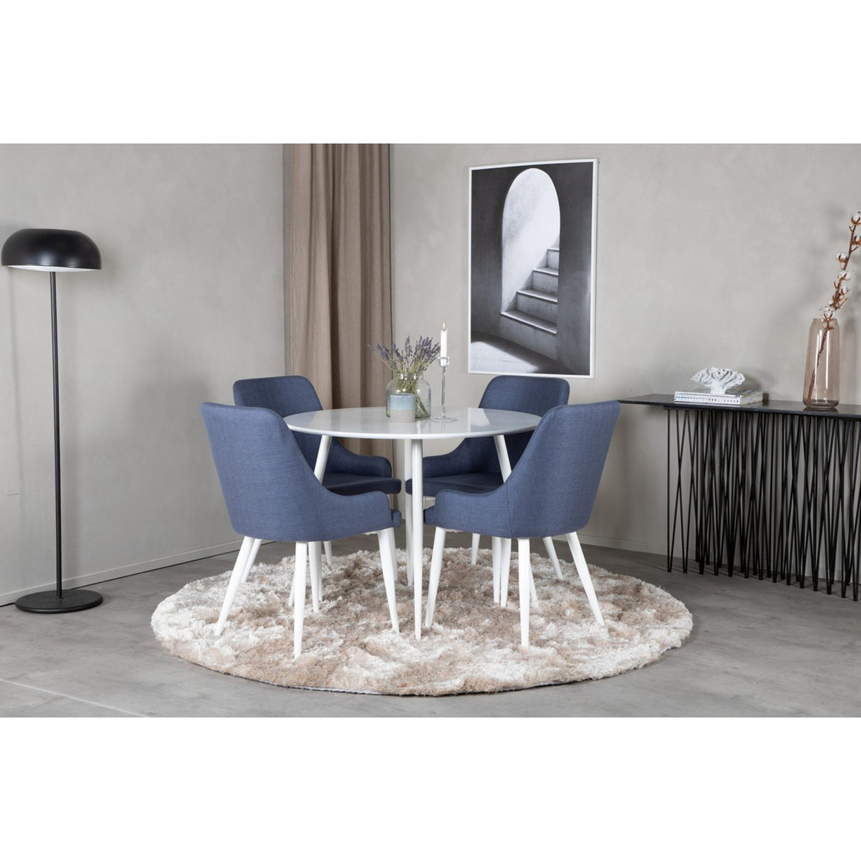 Plaza, Plaza Rund matgrupp Blå, vit, Vit, ⌀100