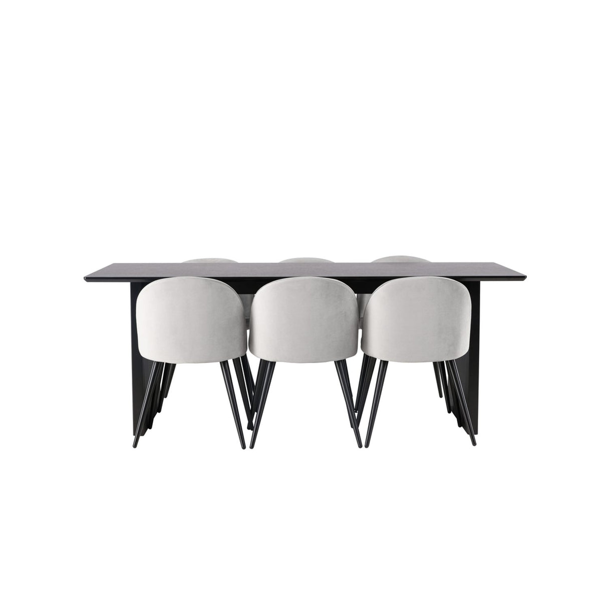 Vail, Velvet Rektangulär matgrupp Svart,Grå, Svart, 200 x 100