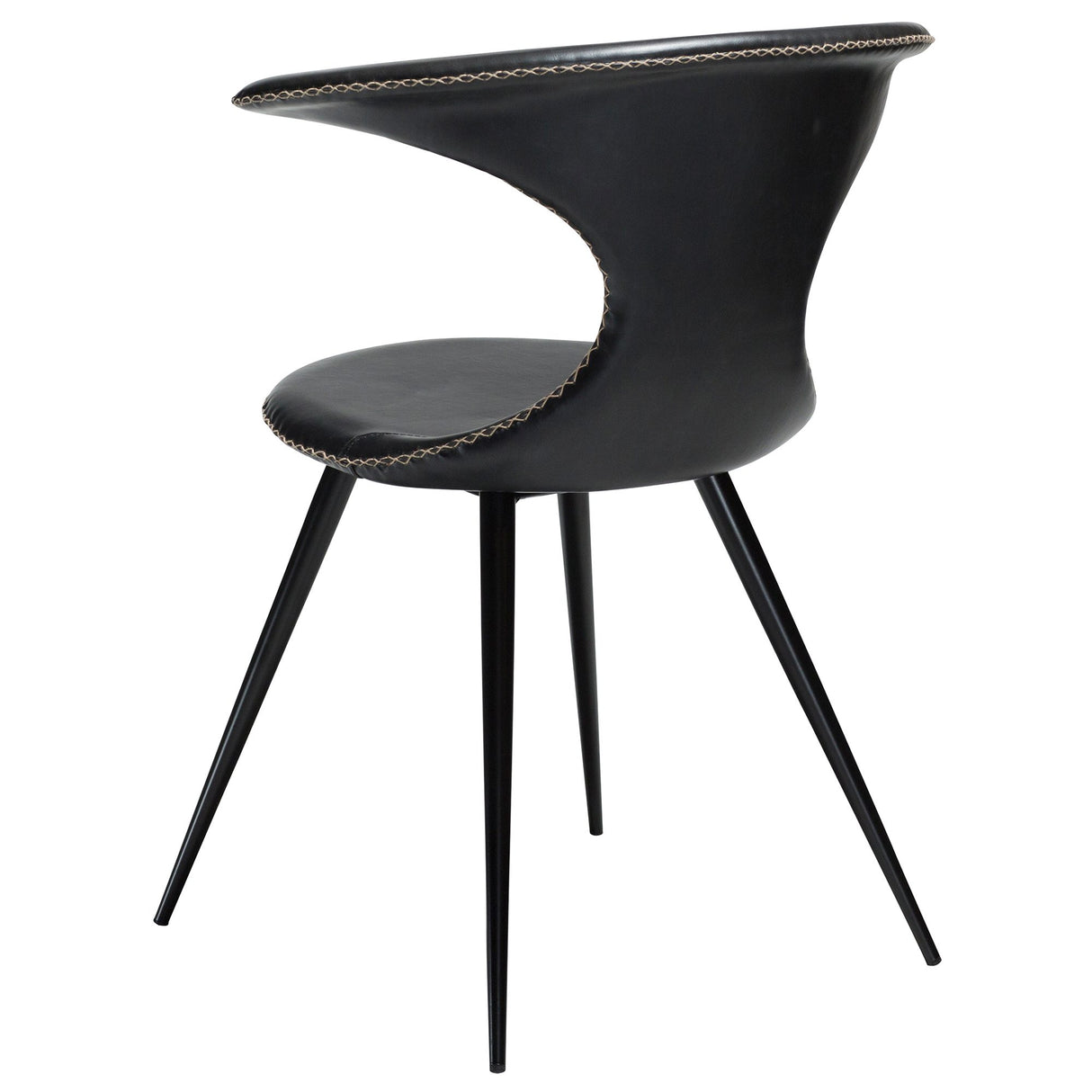 Flair Stol Vintage Black Art.Leather, Round Black