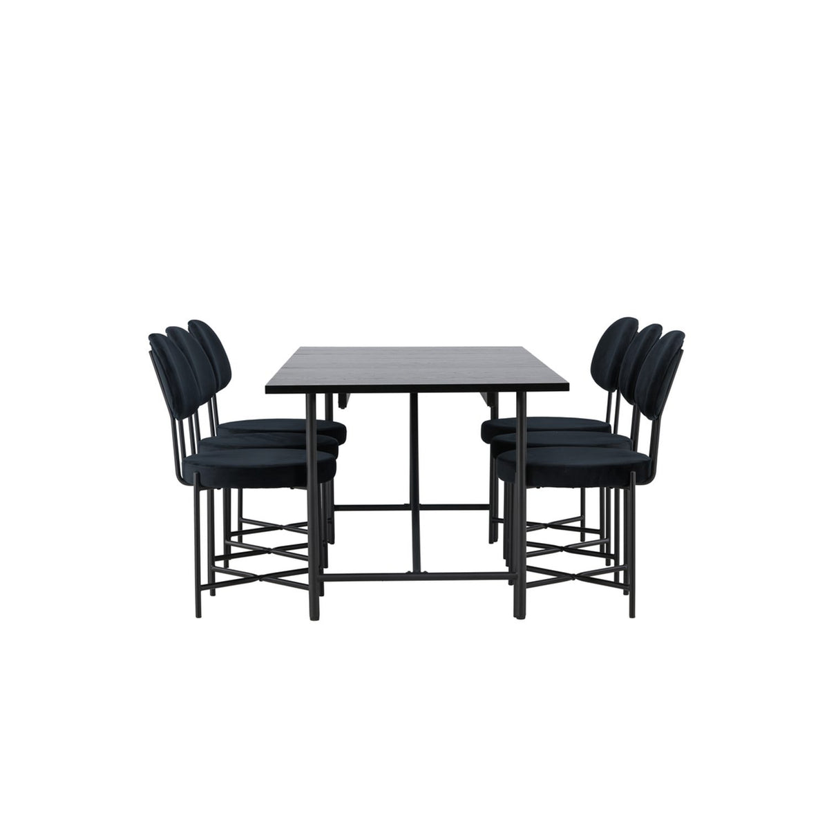 Astrid, Stella Rektangulär matgrupp Svart, Svart, 200 x 90
