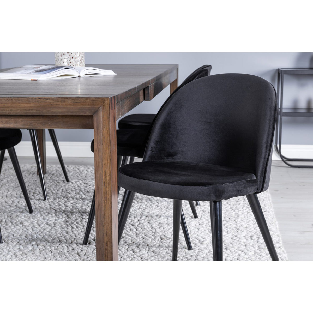Slider, Velvet Rektangulär matgrupp Svart, Natur, 170 x 95