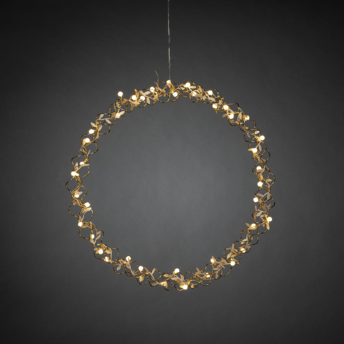 Dekoration 45 cm 40 varmvita LED Julkrans med Belysning Mässing