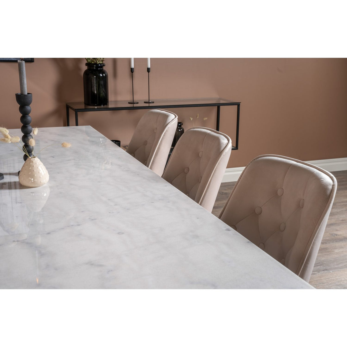 Estelle, Velvet Deluxe Rektangulär matgrupp Beige