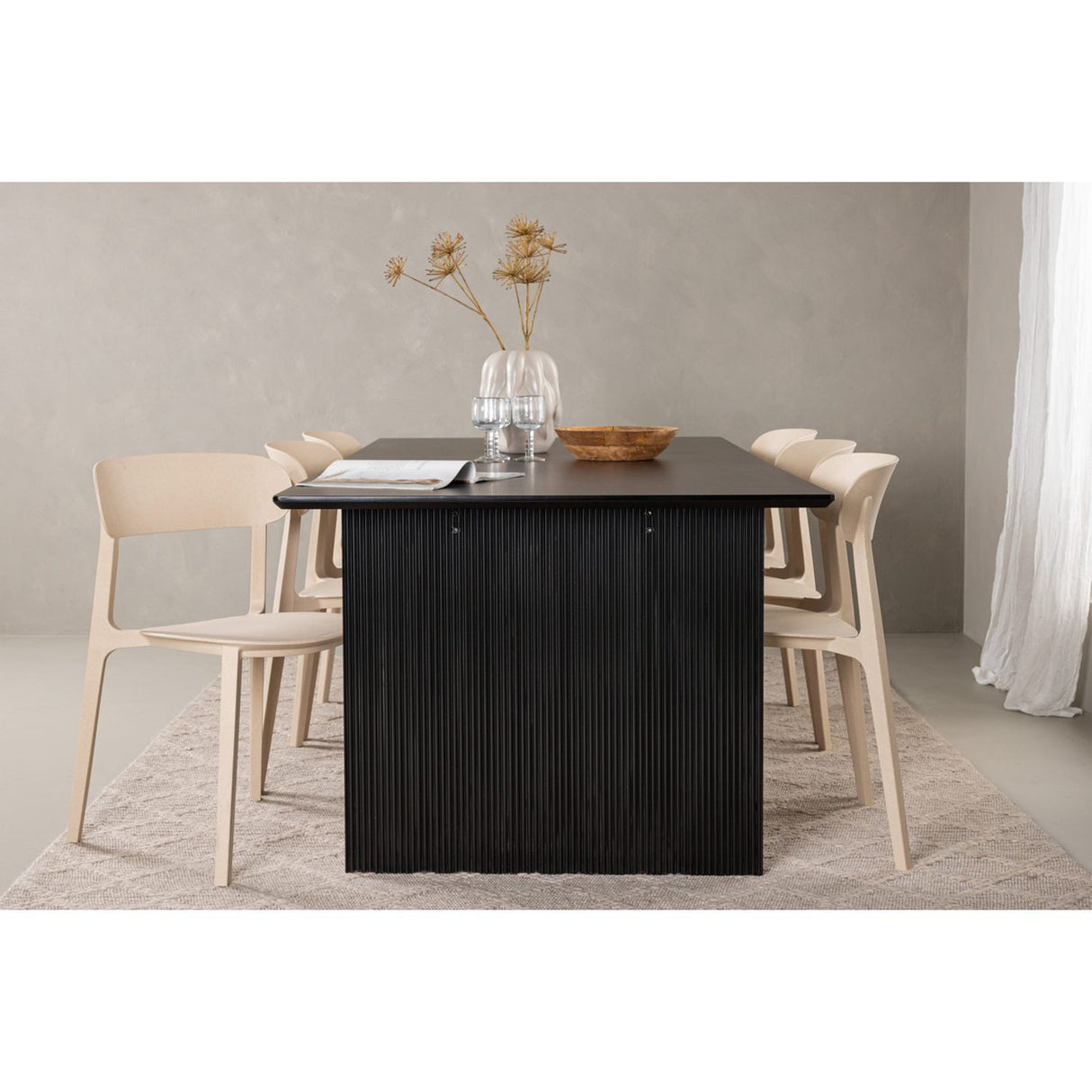 Vail, Åstol Rektangulär matgrupp Beige, Svart, 200 x 100