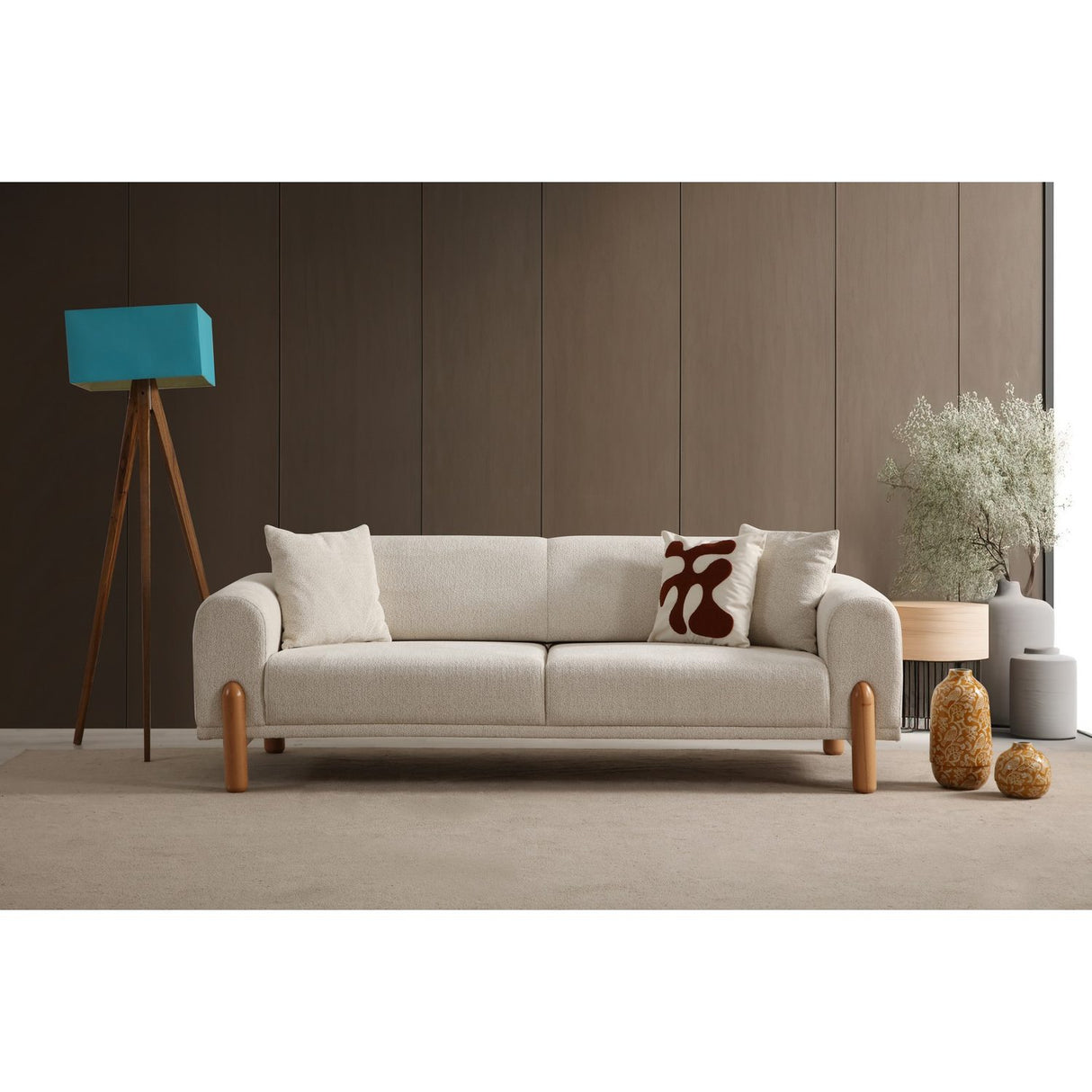 Accra 3-sits (228 x 88 x 75 cm) Creme 3-sits bäddsoffa