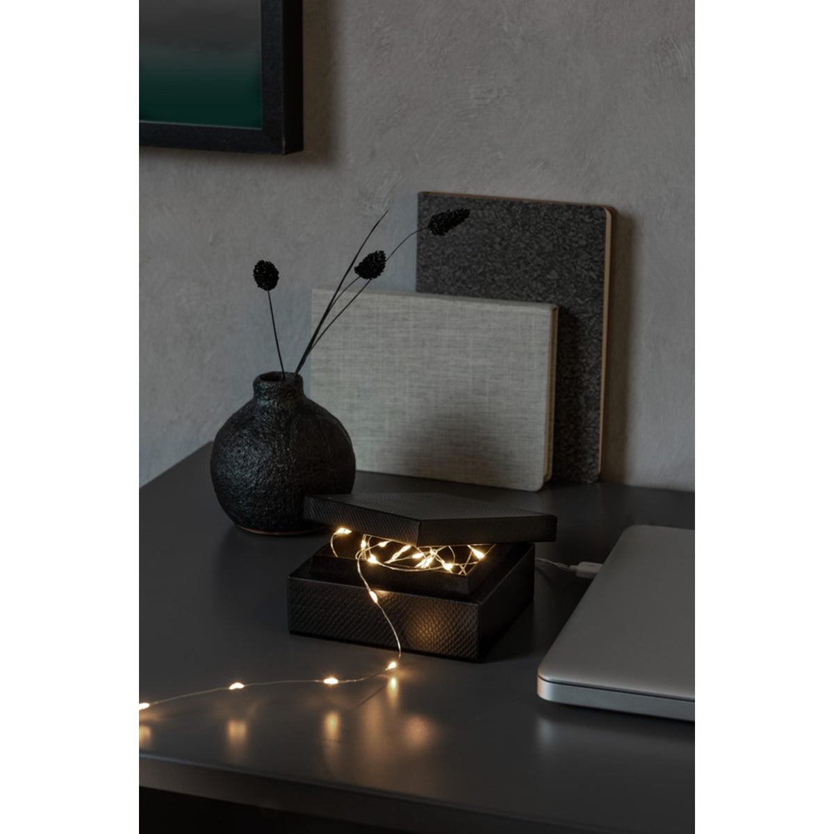 Micro LED USB Silversladd Ljusslinga Inomhus 100 Lampor (4.95m), Varmvit