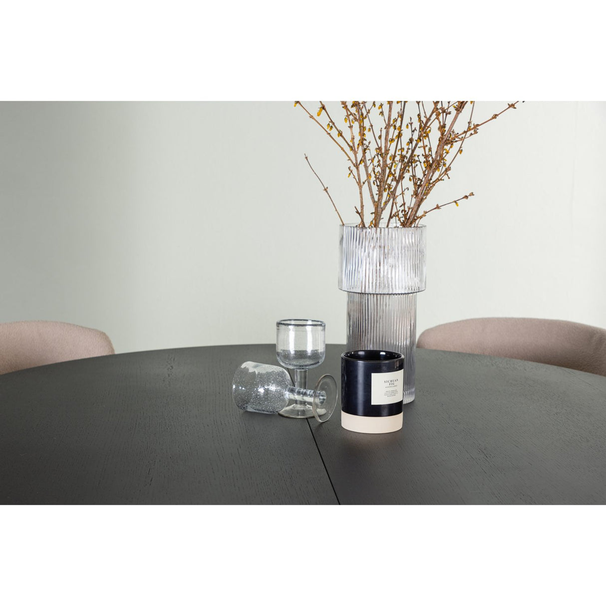 Matilda, Modesto Rund matgrupp Beige,Svart, Svart, ⌀130