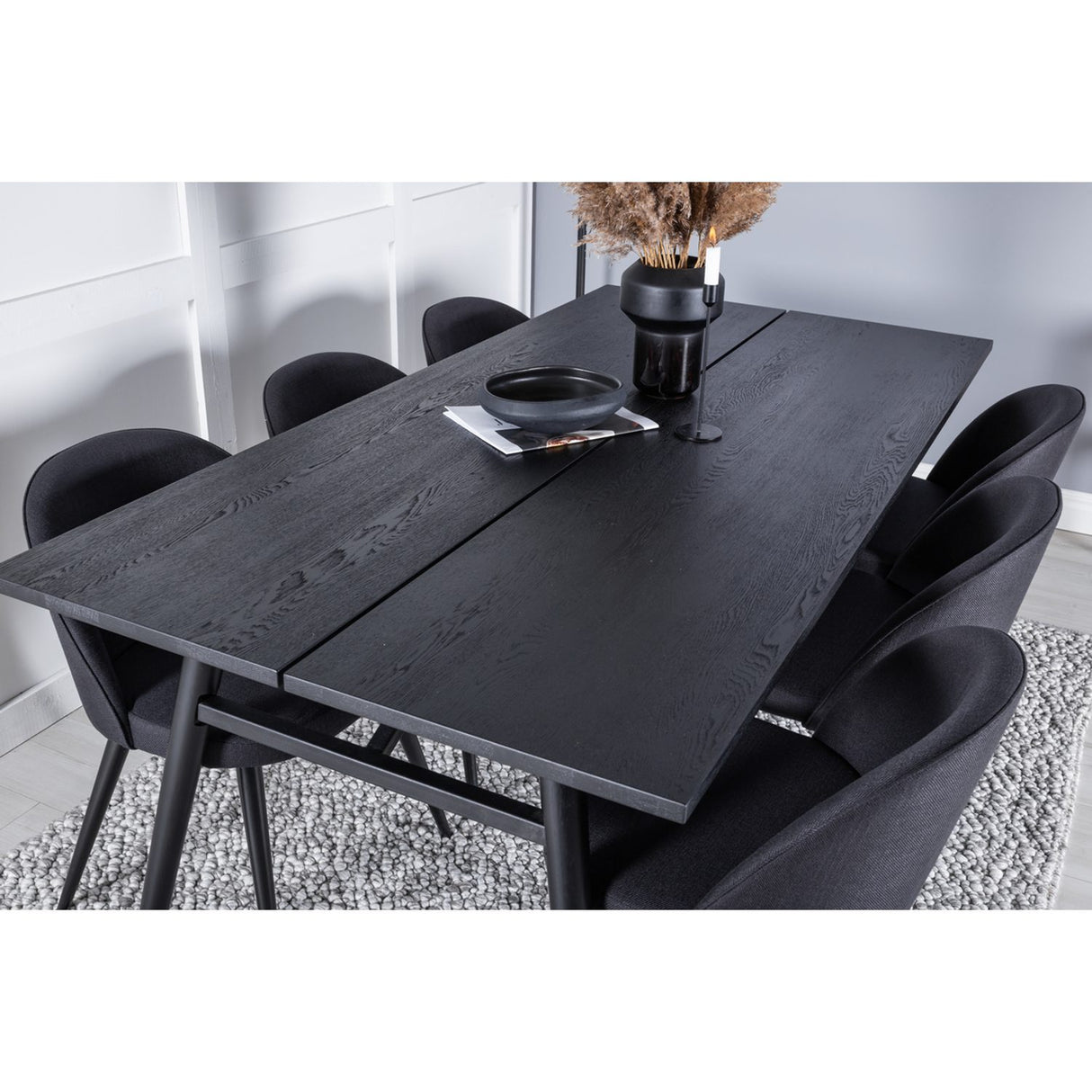 Sleek, Velvet Rektangulär matgrupp Svart, Svart, 195 x 95