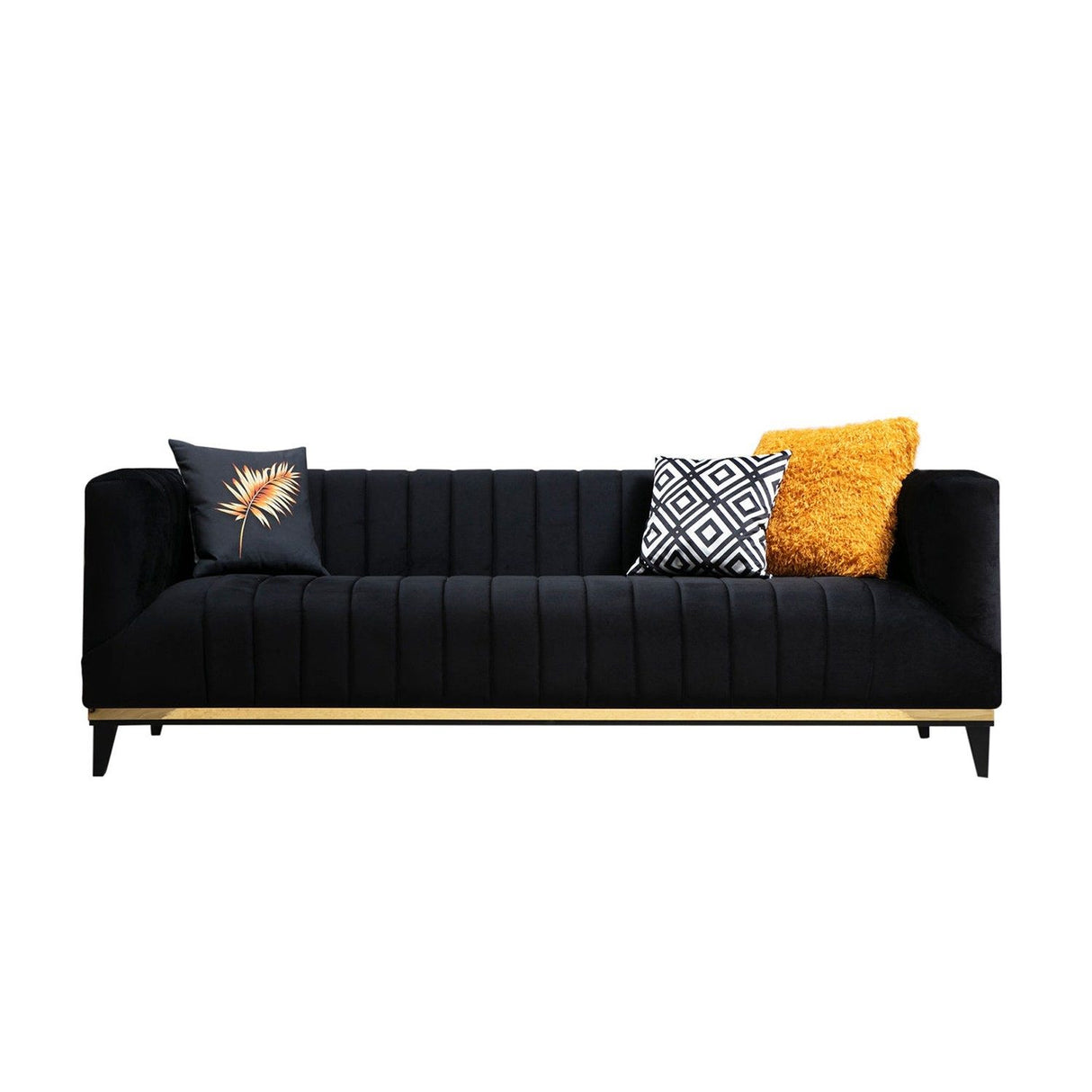 Tallinn (222 x 89 x 75 cm) 3-sitssoffa Svart guld