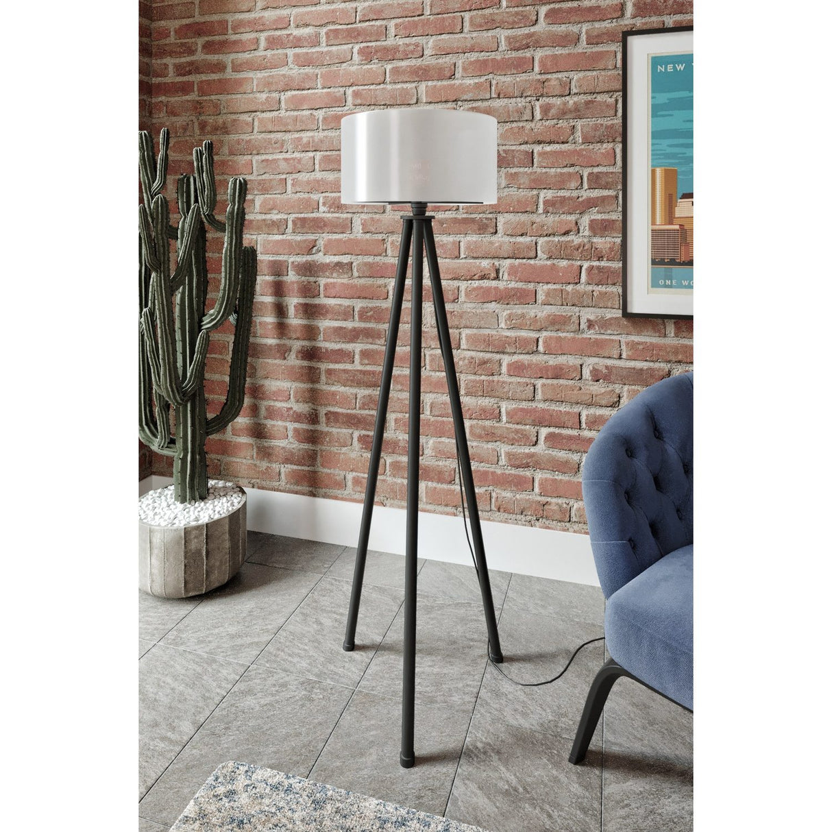 Oslo (H 138 cm) Creme Svart Golvlampa