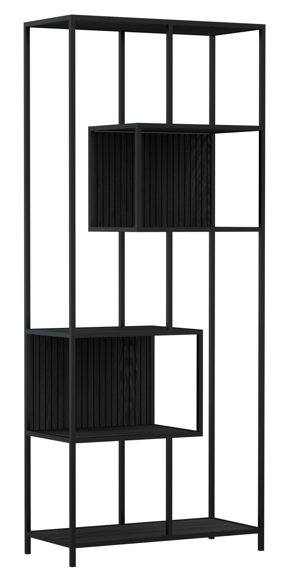 Notting Hill Bokhylla med baksida 185x77x35 cm Svart