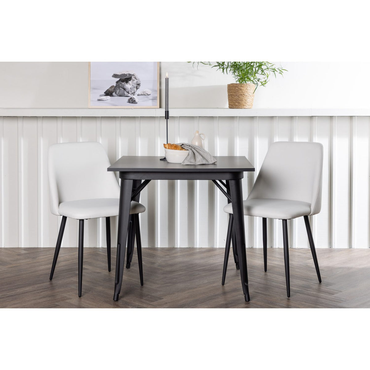 Tempe, Night Rektangulär matgrupp Svart,Vit, Svart, 80 x 80