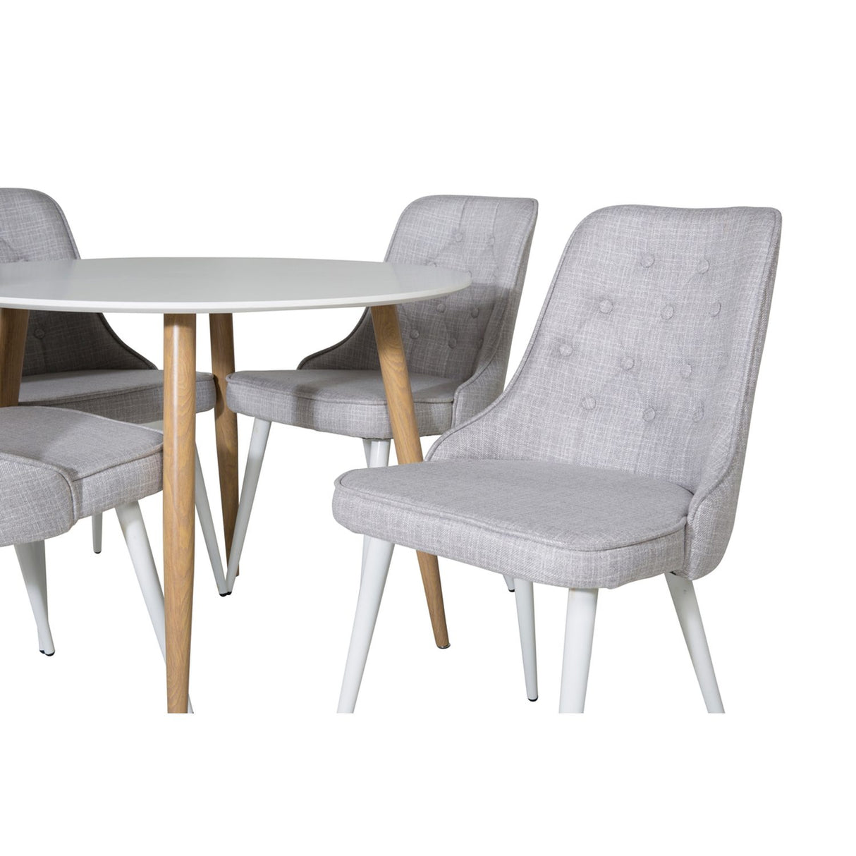 Plaza, Velvet Deluxe Rund matgrupp Ljusgrå, Vit, 4st