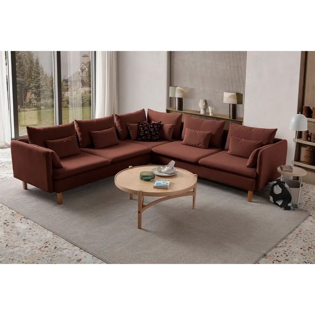 Flexy L (194 x 95 x 154 cm) Hörnsoffa Rio-röd