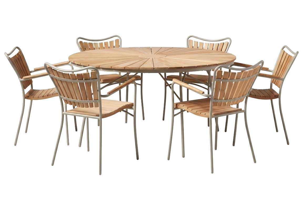 Ellen Trädgårdsbord i Teak och Aluminium 150 cm, Sandy Grey