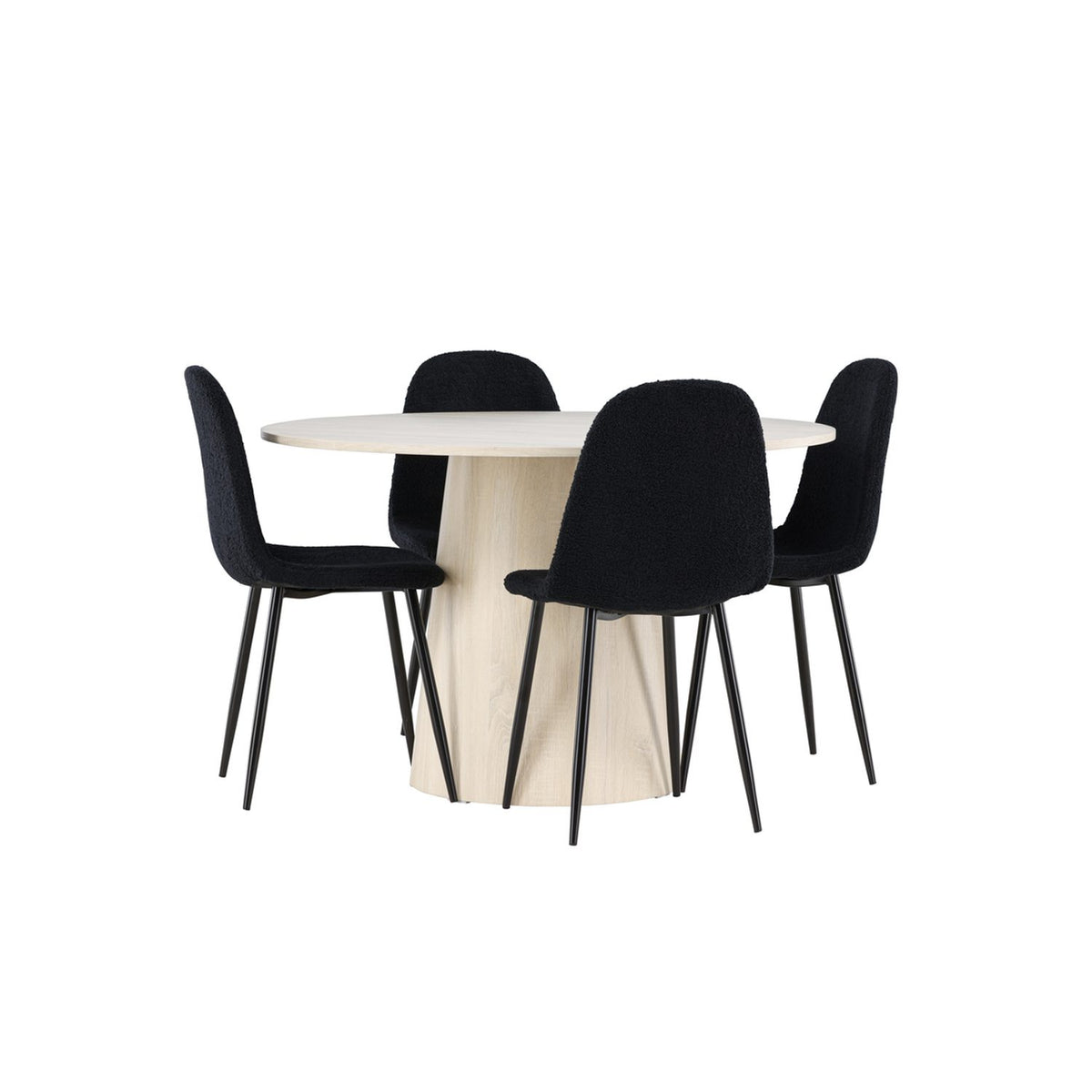 Lanzo, Polar Rund matgrupp Svart, Vitlaserad, ⌀120