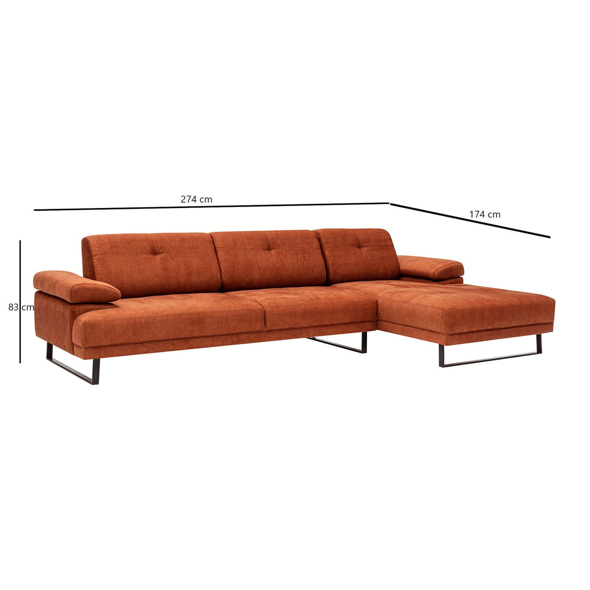 Windhoek Small (178 x 100 x 155 cm) Orange Hörnsoffa Höger