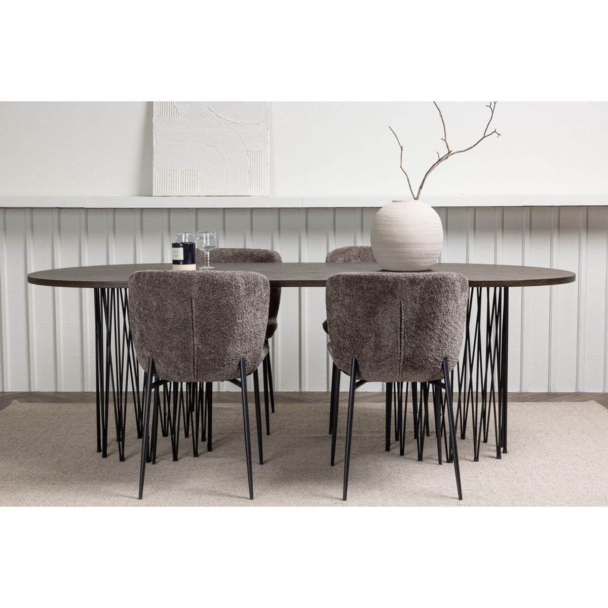 Stone, Modesto Oval matgrupp Svart,Brun, Svart, mocka, 220 x 100