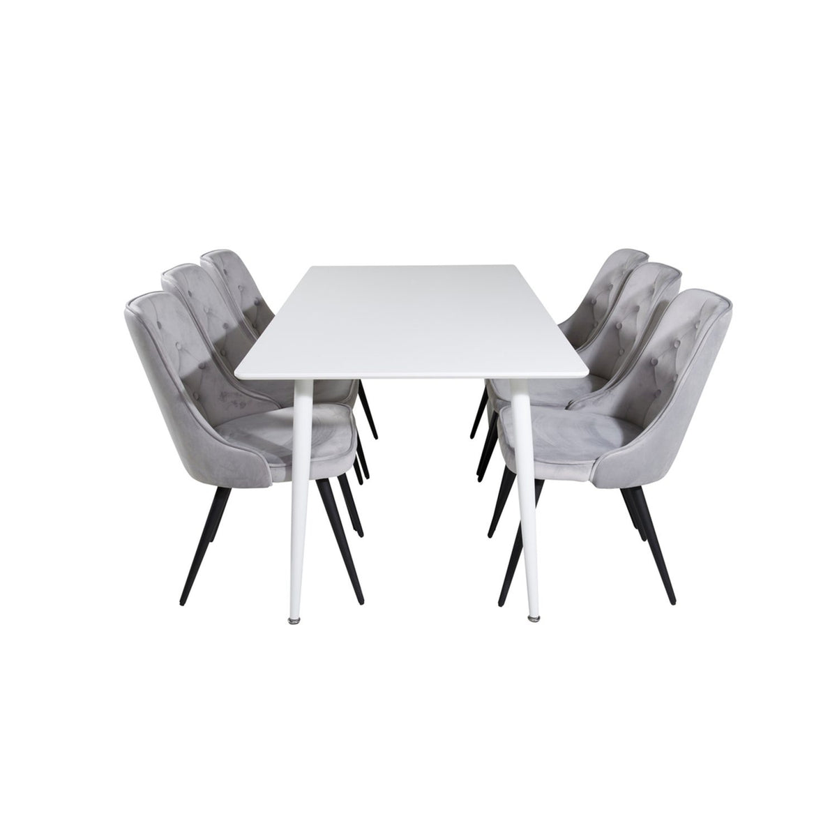 Polar, Velvet Deluxe Rektangulär matgrupp Svart,Ljusgrå, Vit, 180 x 90