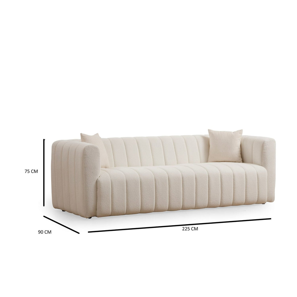 Vilnius 3 (225 x 90 x 75 cm) Creme 3-sitssoffa