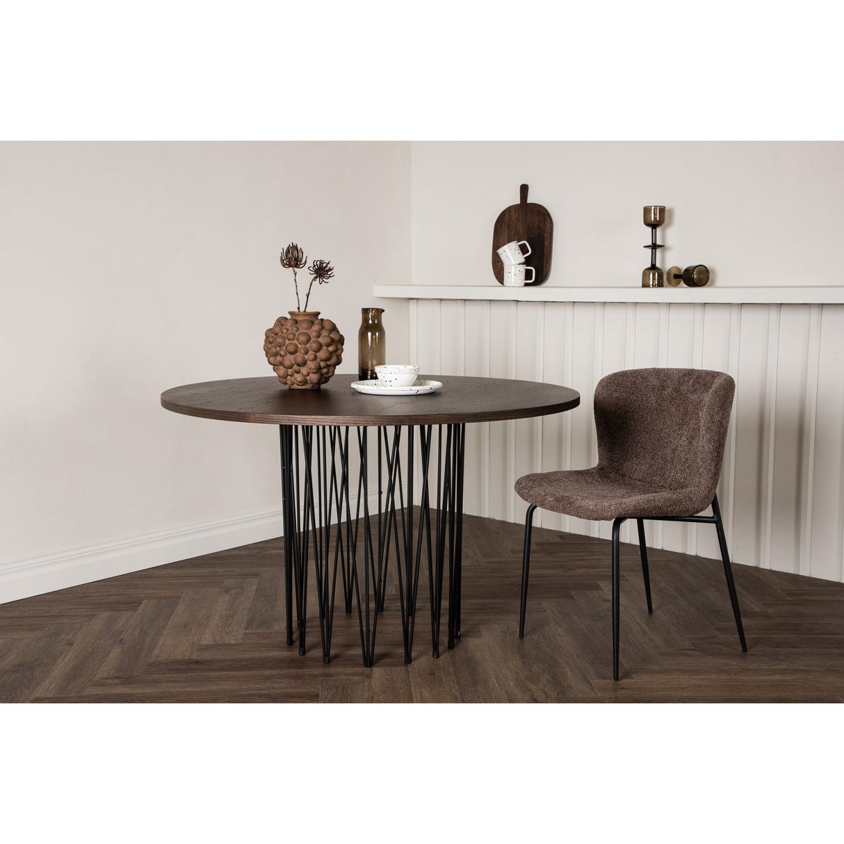 Stone Runt matbord Svart, mocca, MDF, ⌀120
